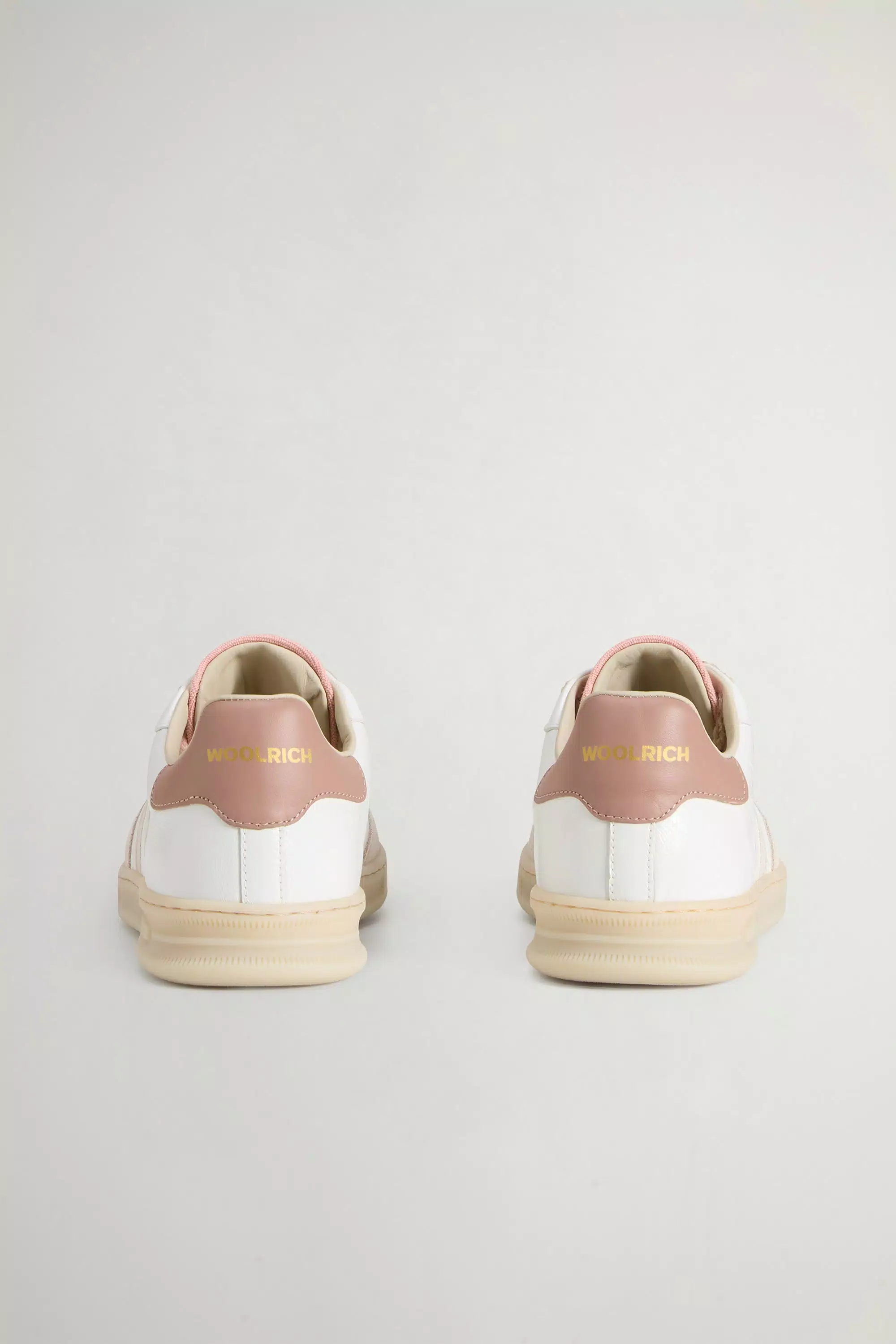Zapatillas de Tenis Doubleu en Cuero de Becerro con Efecto Rallado - Blanco Rosa Antiguo
