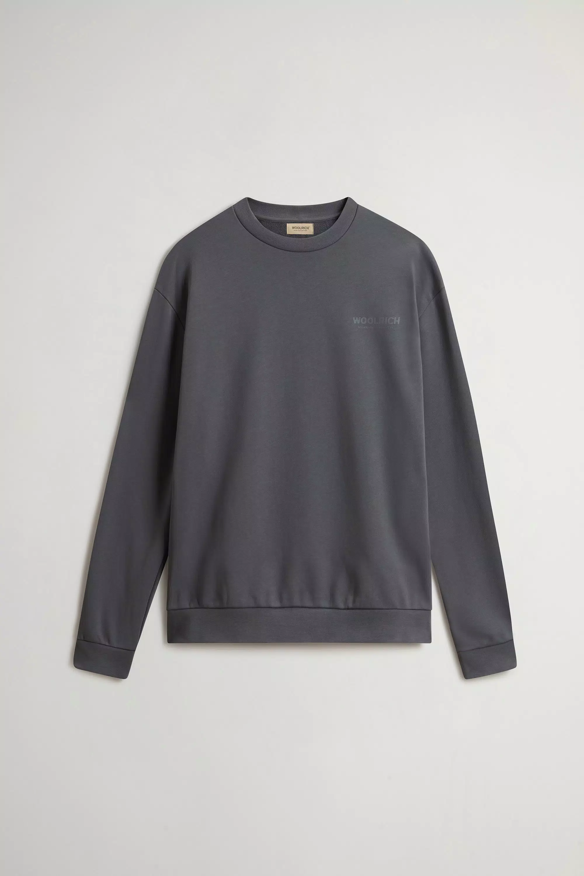 Sudadera con cuello redondo de algodón puro con logo macro en la espalda - Gris sombra