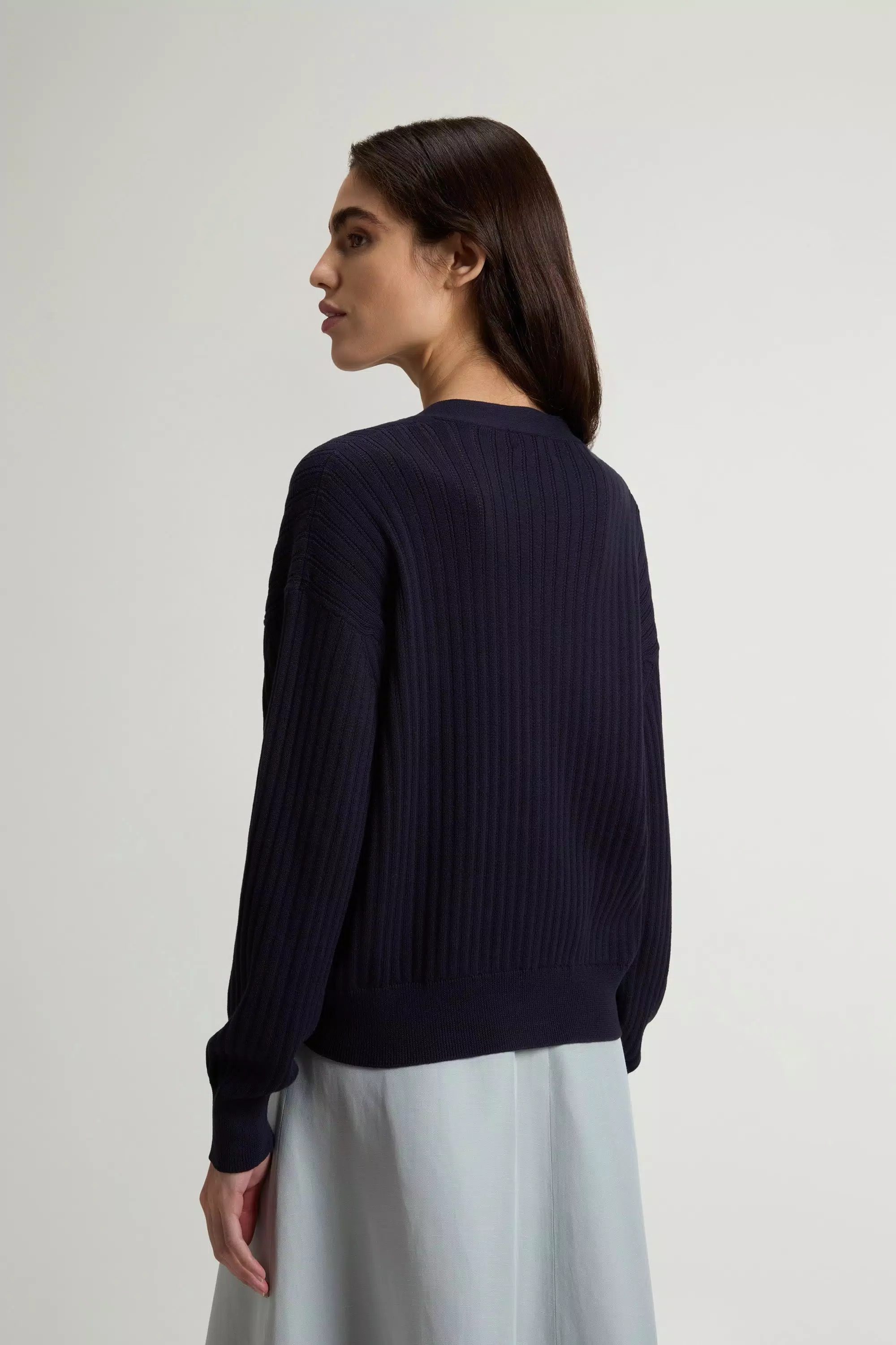 Cardigan de Algodón Puro - Azul Melton