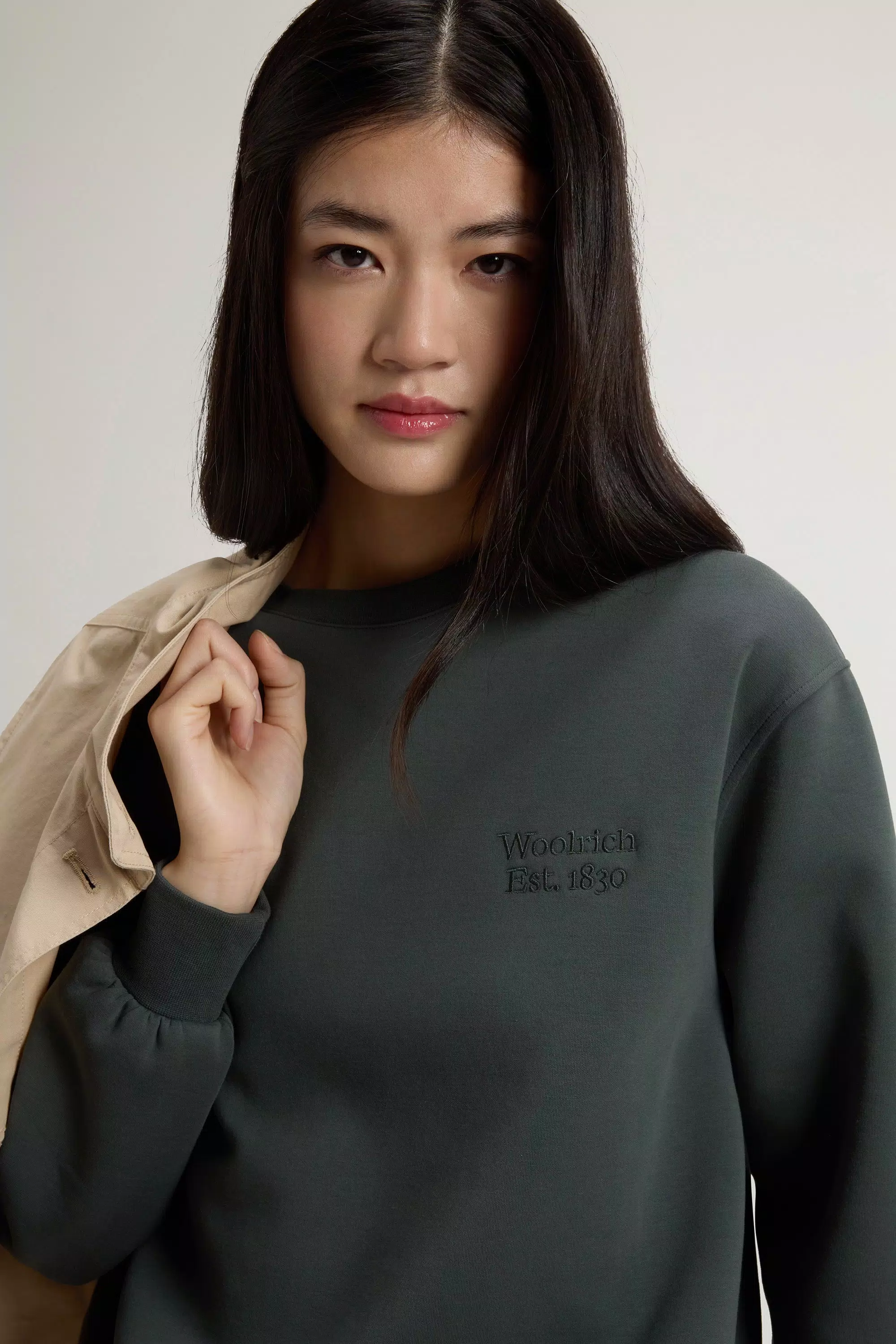 Sudadera con cuello redondo de interlock de mezcla de algodón - Velada Forestal
