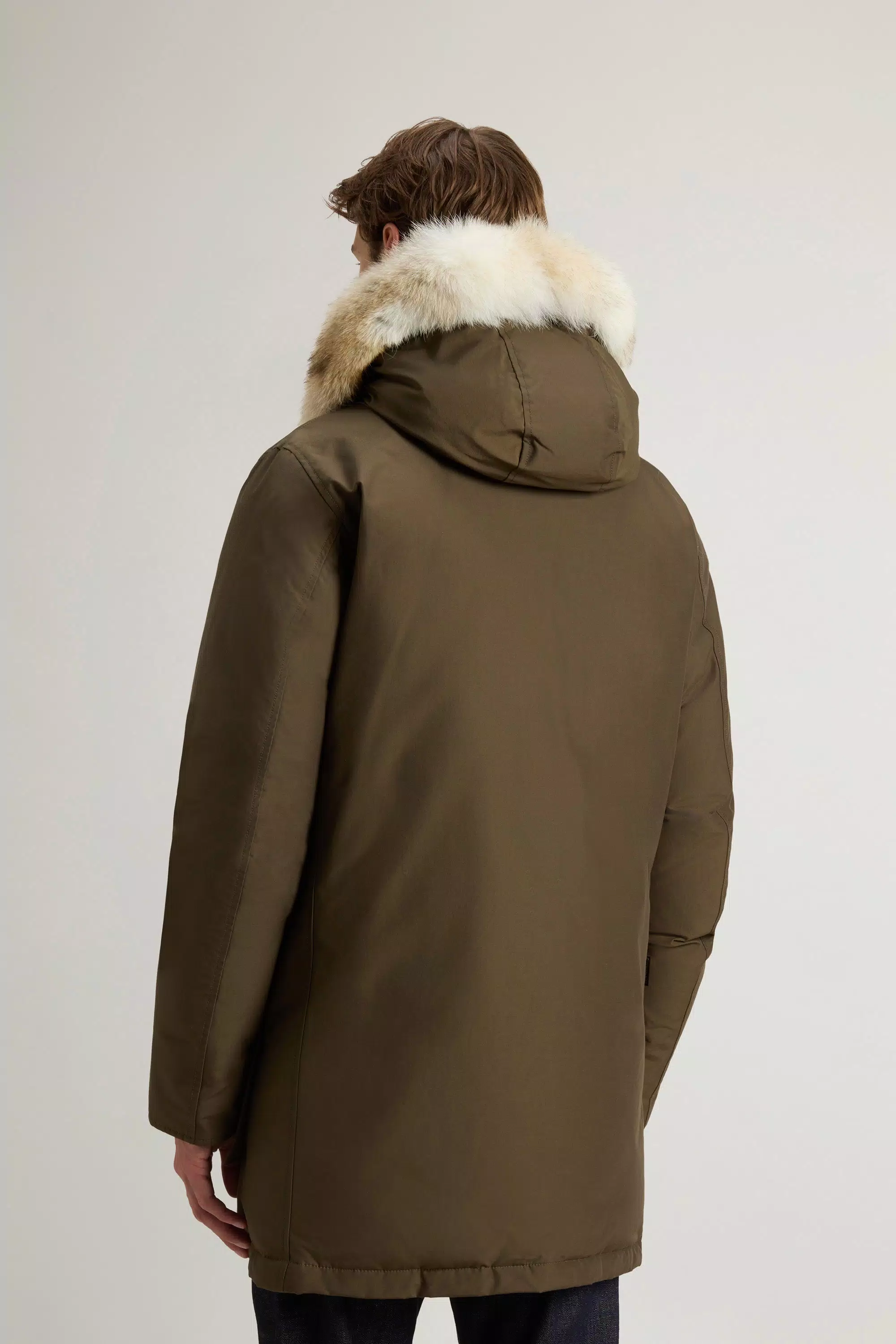 Parka Ártica en Tela Ramar con Borde de Pelo Desmontable - Verde Oscuro