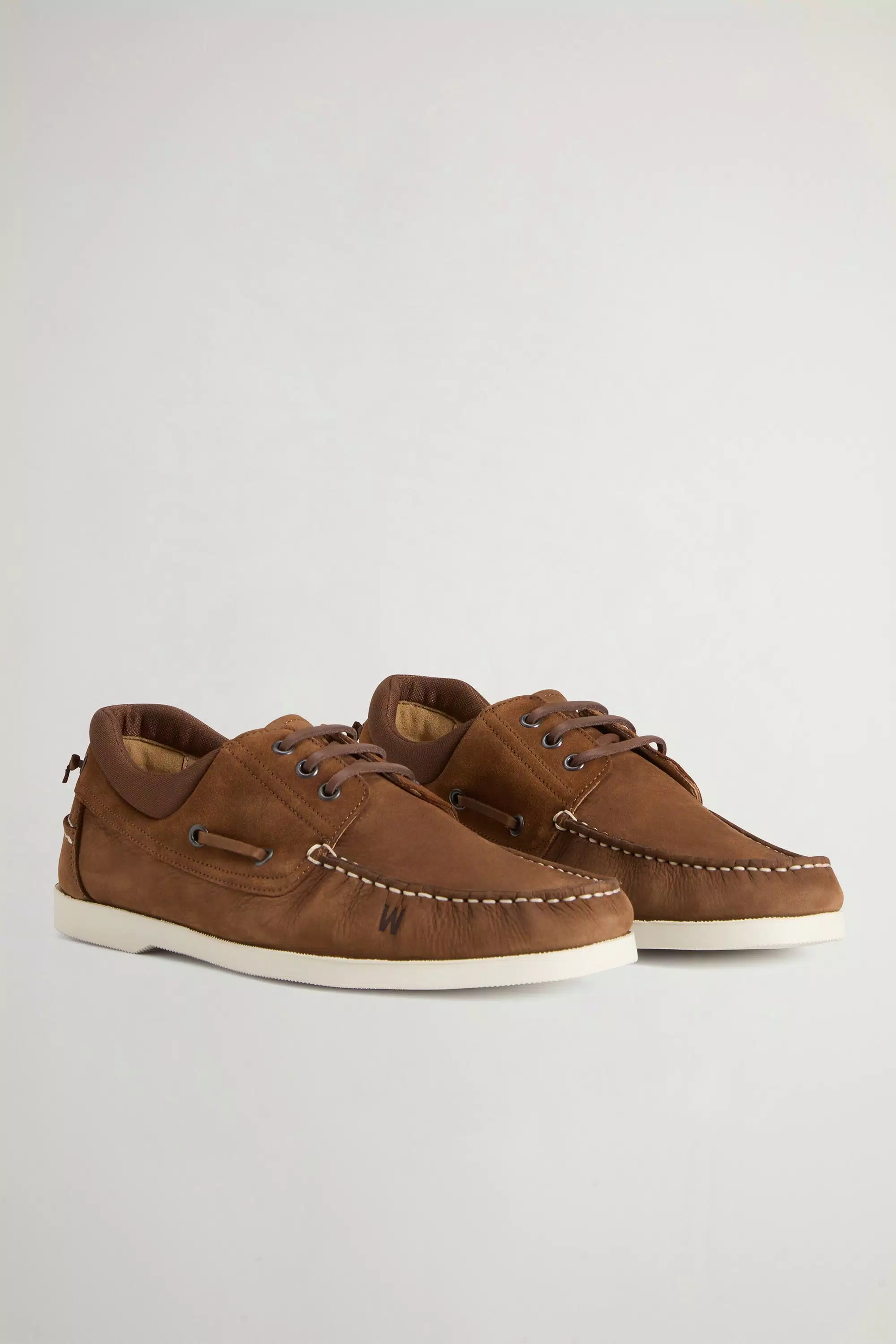 Zapatillas de barco en mezcla de nubuck y ante - Cognac